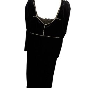 Eloquii vintage Black Dress with Pearl Details velvet fabric,cute design